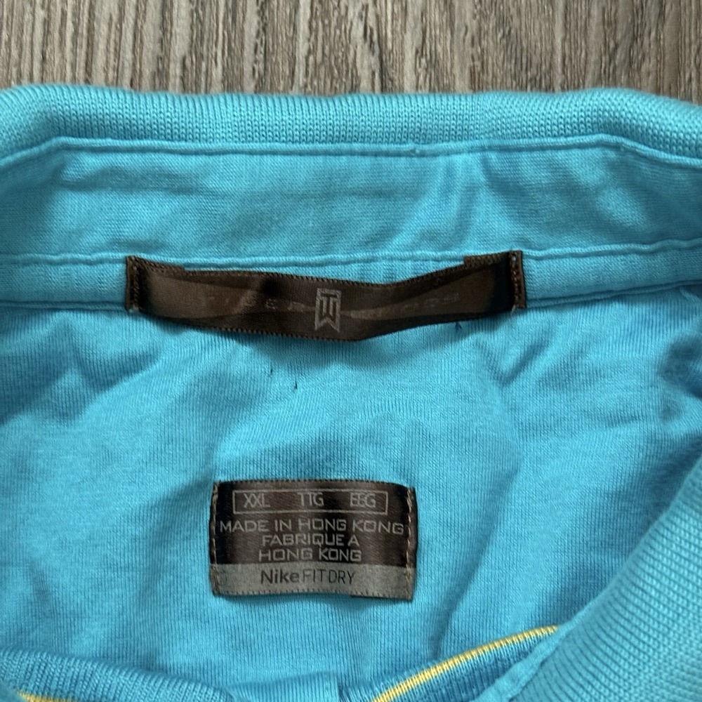Nike Tiger Woods Nike Fit Dry Blue Striped Polo Golf Performances XXL 2XL‎ - Picture 3 of 11